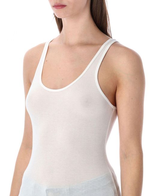 James Perse White Slim Fit Stretch-Cotton Top With Thin Straps