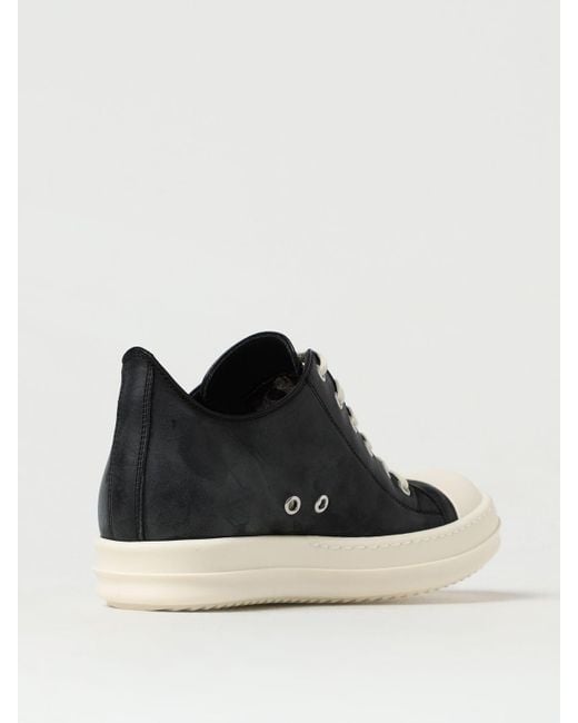 Rick Owens Black Toe-cap Leather Low-top Trainers