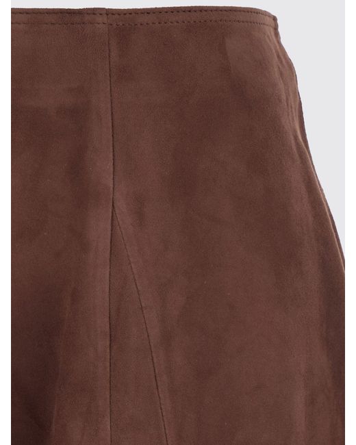 Arma Brown High-Waisted A-Line Suede Midi Skirt With Back Zip