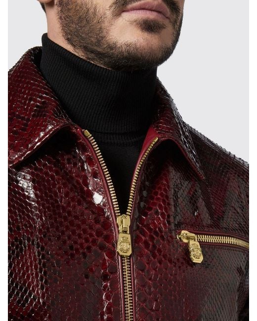 Billionaire Red Python Leather Jacket for men