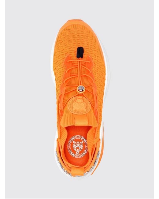 Philipp Plein Orange Crochet Knit Sneakers for men