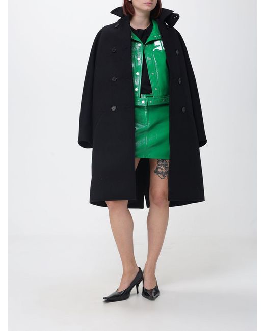 Courreges Green CourrÈ Ges Contrast-Logo Cropped Faux Leather Jacket
