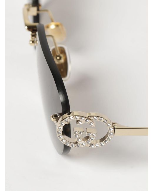 Gucci Natural Gg Monogram Rectangular Metal Sunglasses