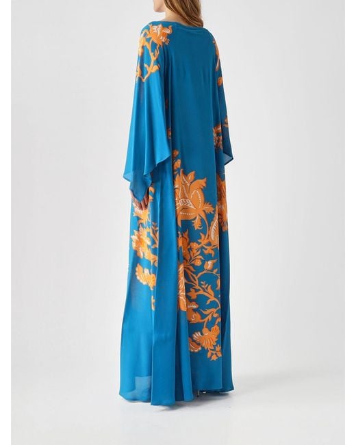 Etro Blue Printed Viscose Long Dress
