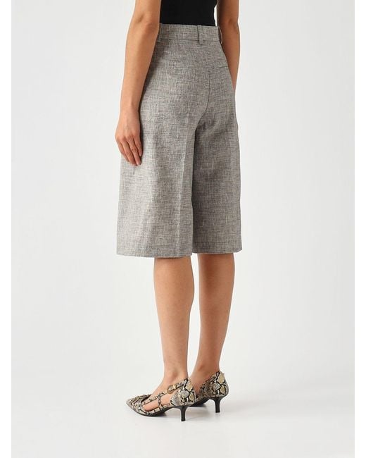 Pinko Gray Cotton And Linen Blend Shorts