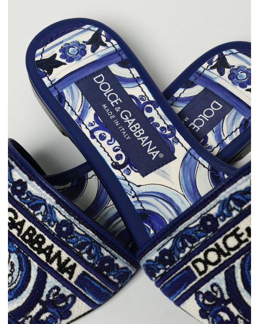Dolce & Gabbana Blue Dg Exclusive Pantolette Mit Stickerei
