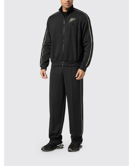 Philipp Plein Black Polyester Zip-Up Sweatshirt for men