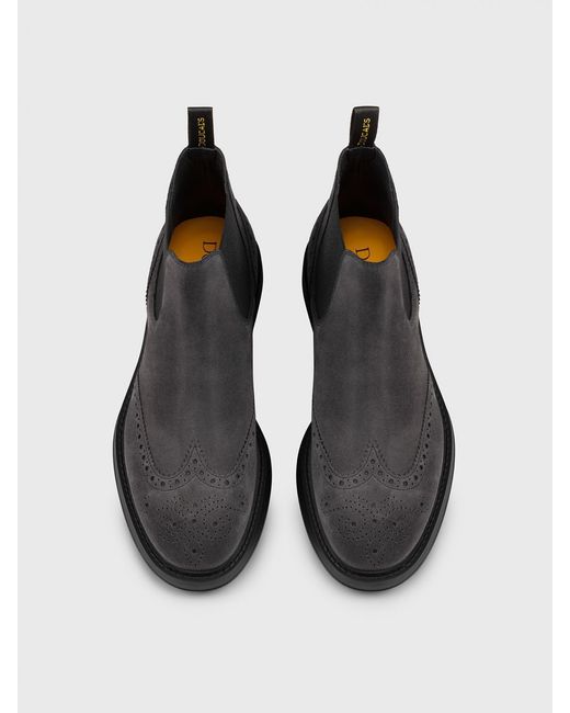 Doucal's Black Suede Ankle Boots With Brogue Motif for men