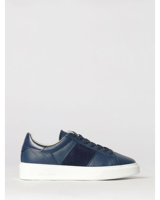 Woolrich Blue Grained Leather Sneakers for men