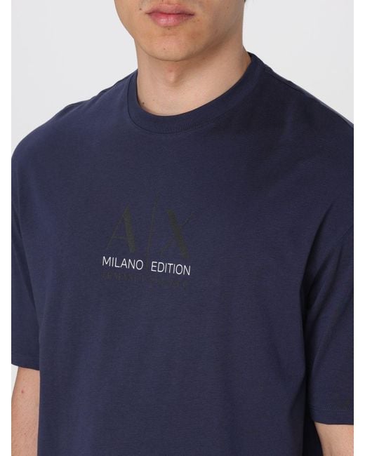 T-shirt in cotone con logo di Armani Exchange in Blue da Uomo