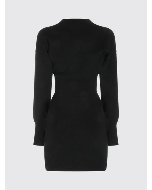 Anine Bing Black Long-Sleeved Ribbed-Knit Mini Sheath Dress