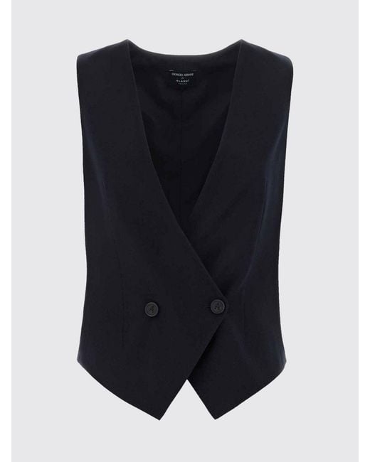 Giorgio Armani Blue Slim Fit V-Neck Virgin Wool Tailored Waistcoat