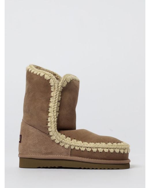 Mou Brown Flat Ankle Boots
