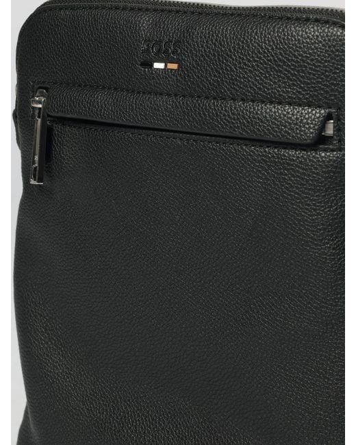Boss Black Grained Faux Leather Bag for men