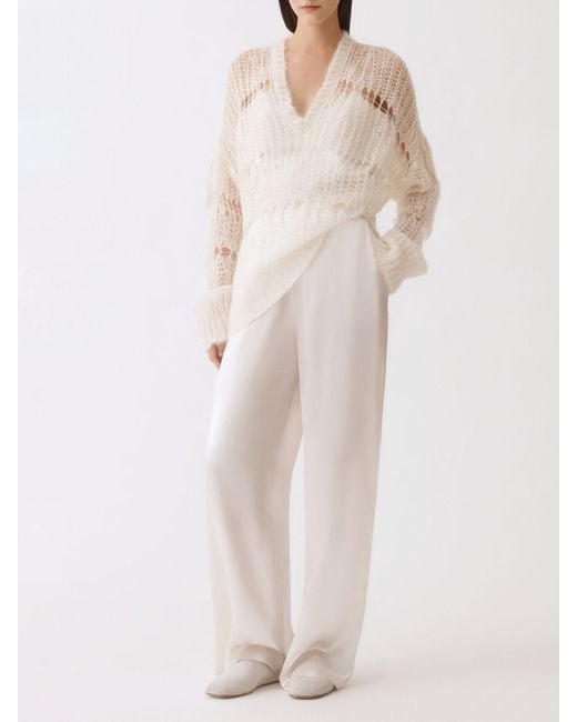 Fabiana Filippi Natural Perforated Wool Blend Pullover