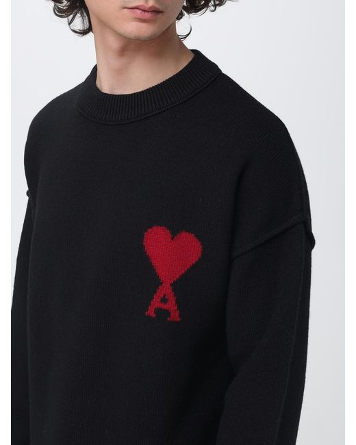 AMI Blue Wool Crew-Neck Pullover for men
