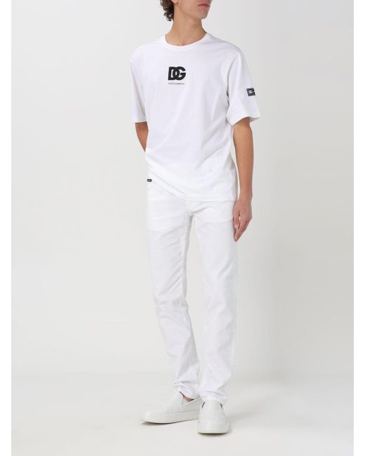 T-shirt DG in cotone di Dolce & Gabbana in White da Uomo