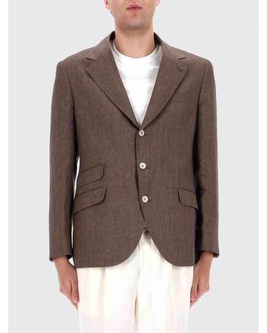 Brunello Cucinelli Brown Linen Blazer for men