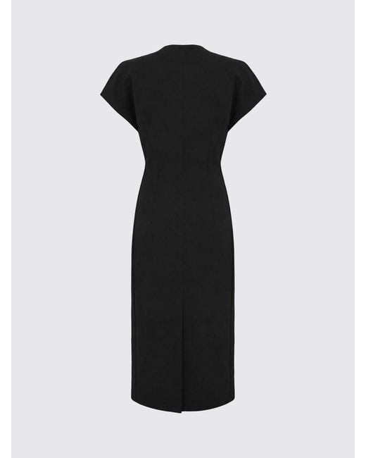 Patrizia Pepe Blue V-Neck Crêpe Midi Sheath Dress