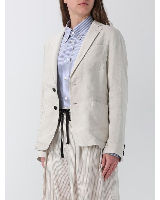 Barena Gray Single-Breasted Linen Blend Blazer