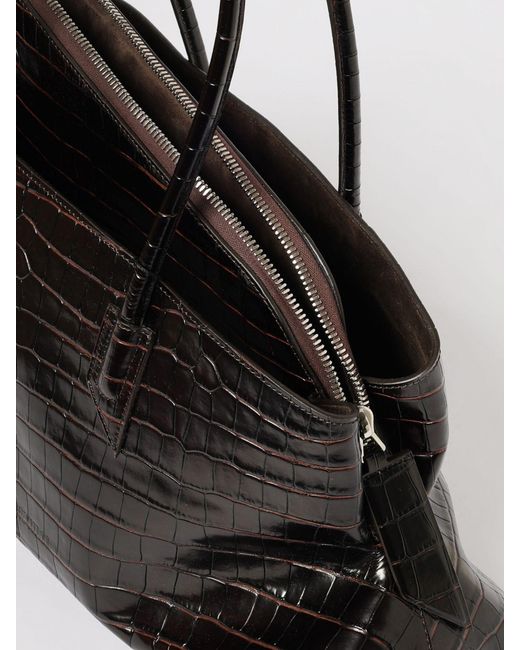 The Attico Black La Passeggiata Medium Croc-Effect Leather Bag