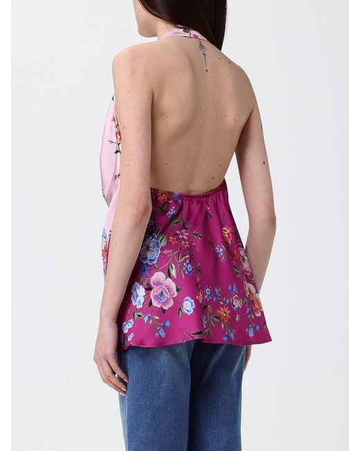 Liu Jo Red Satin Top With Floral Print