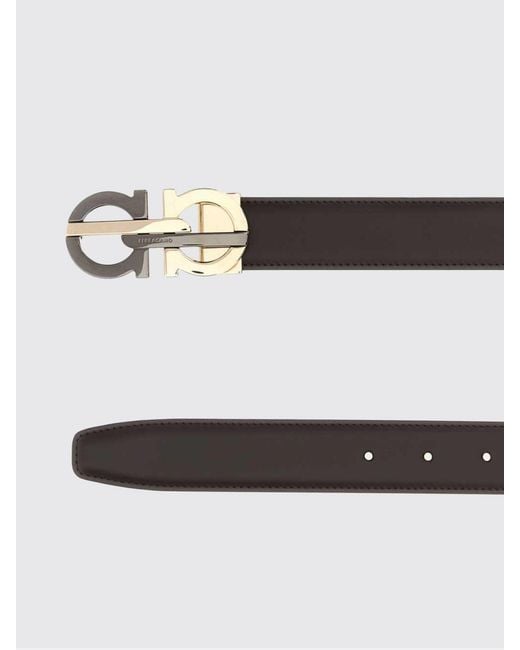 Ferragamo White Gancini Reversible Leather Belt With Buckle Clasp for men