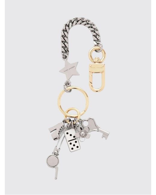 Marc Jacobs White The Domino Effect Metal Keychain With Star Charms