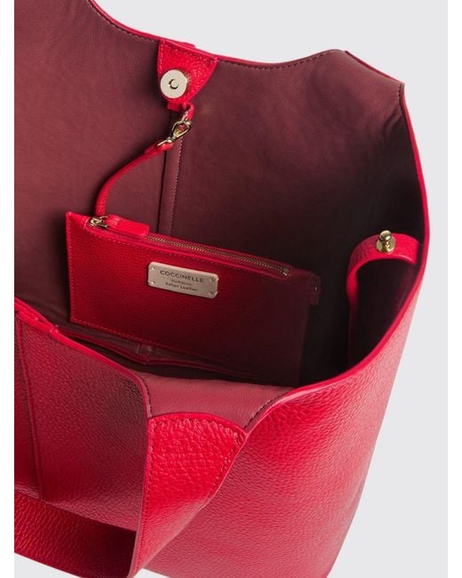 Coccinelle Red C-Easy Large Grained Leather Bag