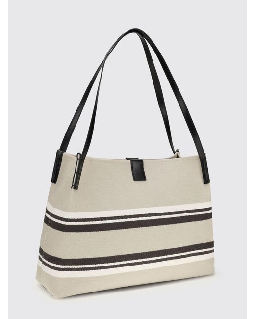 Balmain White Release Medium Cotton Canvas Bag