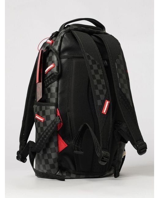 Sprayground Black Bag Done Wrong Backpack With Check Print And Shark Logo for men