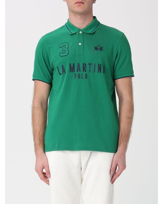 La Martina Green Cotton Polo Shirt for men