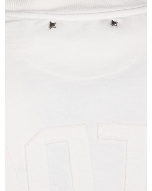 Golden Goose Deluxe Brand White Crewneck Cotton T-Shirt With Dropped Shoulders for men