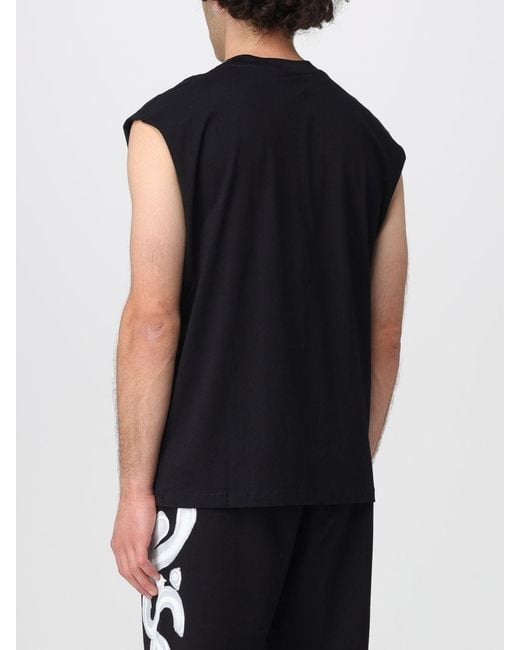 DISCLAIMER Black Cotton Tank Top With Logo for men