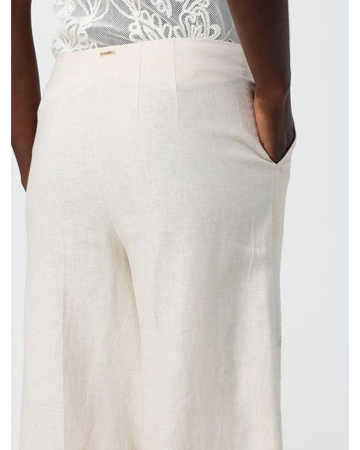 Twinset Natural Linen Cropped Trousers