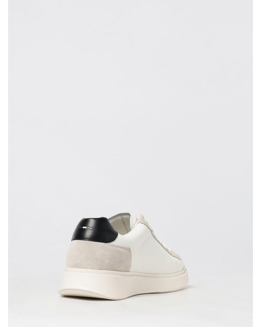 Boss Natural Grained Leather Bulton Sneakers for men