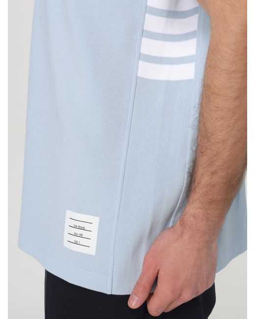 Thom Browne Blue Basic Cotton Polo Shirt for men