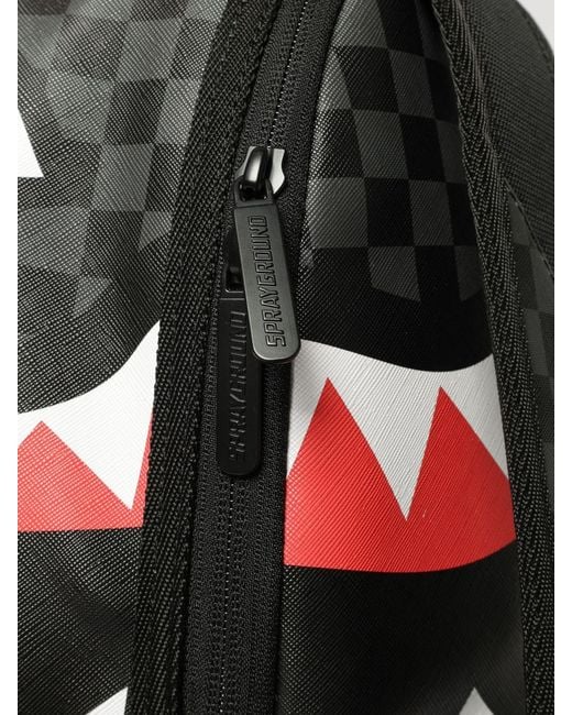 Sprayground Black Bag Done Wrong Backpack With Check Print And Shark Logo for men