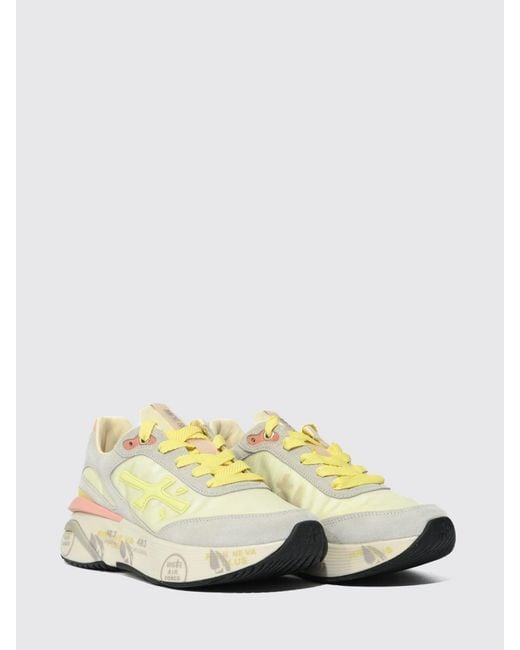 Premiata White Moerund Laminated Leather And Mesh Sneakers