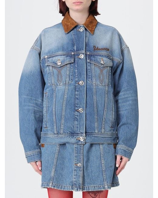 Versace Blue Denim Jacket With Logo