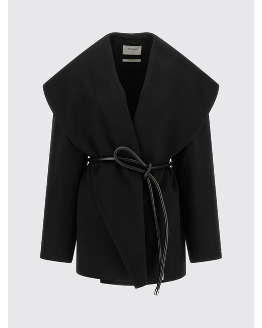 Sportmax Blue Short Virgin Wool Robe Coat With Belt And Sailor Collar
