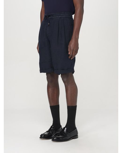Brunello Cucinelli Blue Linen Drawstring Shorts for men