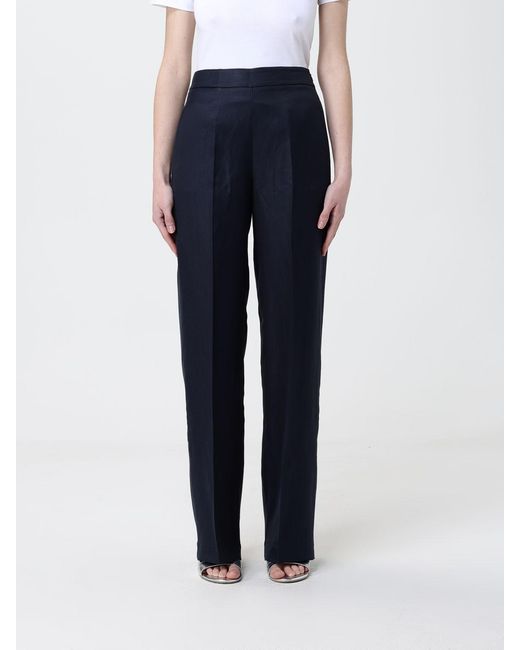 Liviana Conti Blue Cesira Linen Blend Tailored Trousers