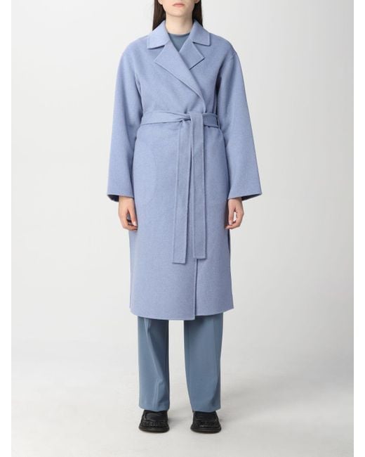 Theory Blue Coat In Wool And Cashmere