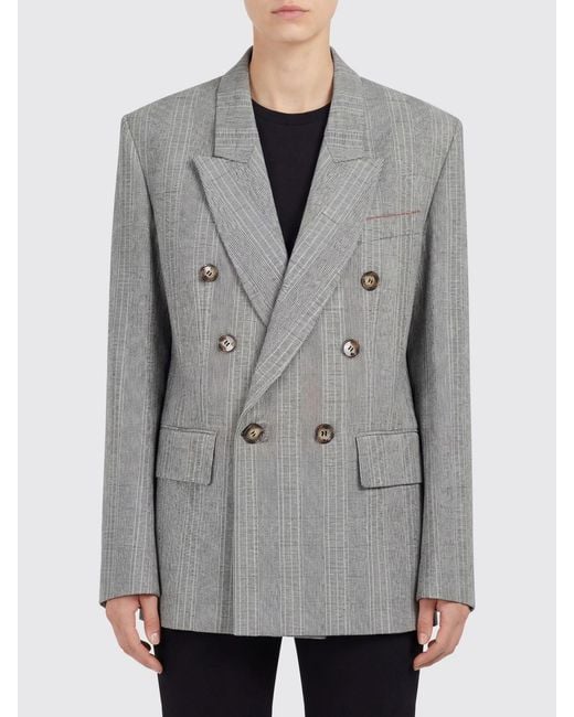 Victoria Beckham Gray Virgin Wool Double-Breasted Blazer