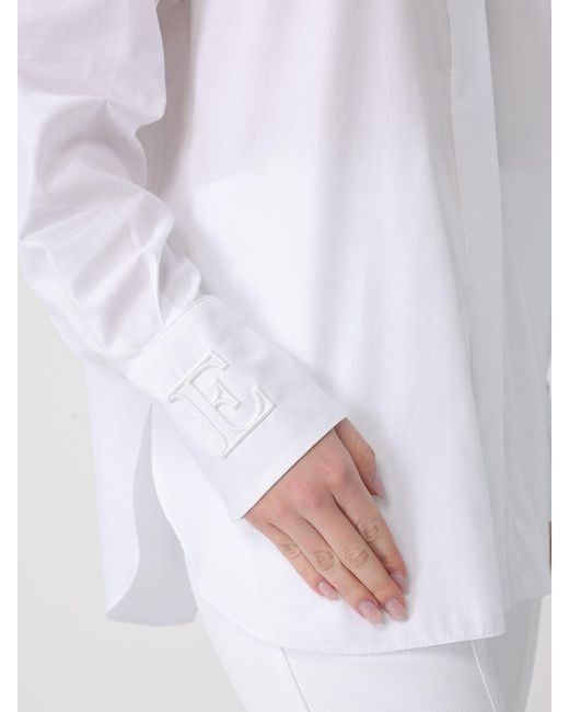 Elisabetta Franchi White Cotton Shirt With Tie