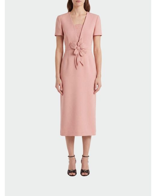 Valentino Pink Wool And Silk Midi Dress