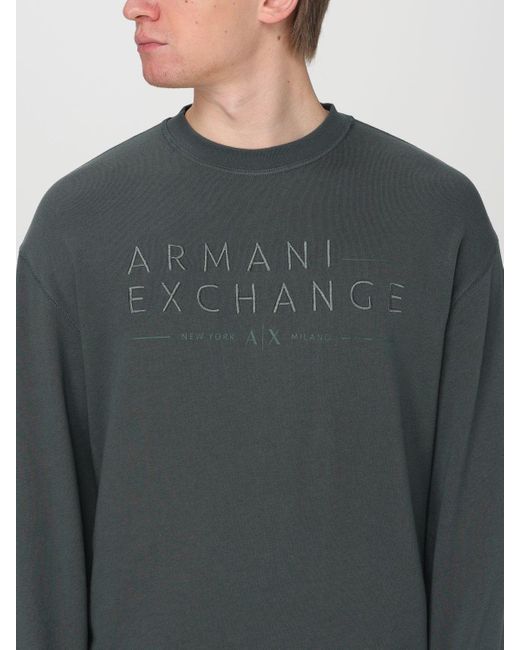 Felpa in cotone con logo di Armani Exchange in Gray da Uomo
