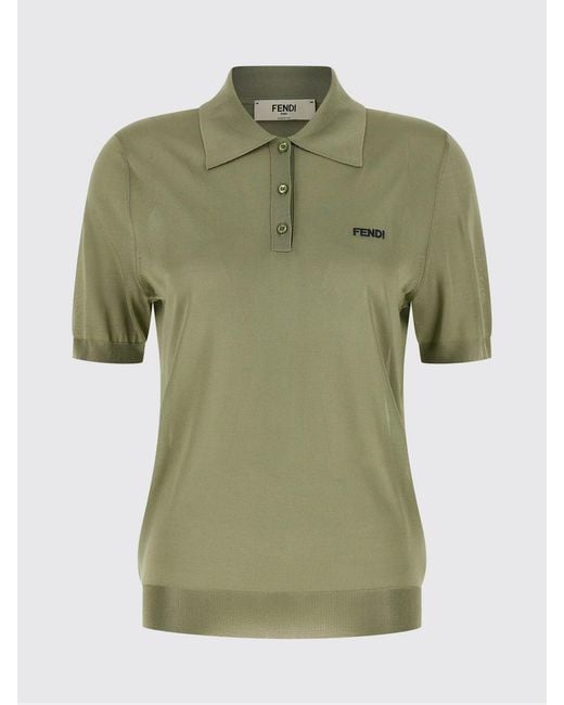 Fendi Green Viscose Polo Shirt With Logo