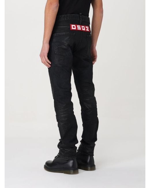 Jeans in denim di cotone di DSquared² in Black da Uomo